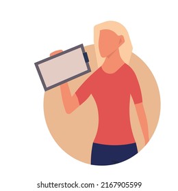Personas con ilustración vectorial de documento del portapapeles. Lista de comprobación comercial con un icono de concepto de carácter. Informe de trabajo del cuestionario y cartel de presentación. Humano con marca de tablero de notas y feliz empleado de avatar