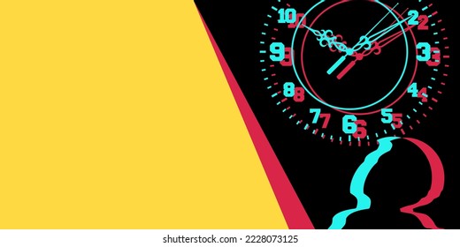 People and clock silhouette background vector design. illustration concept is only a matter of time. for pamphlets, posters and others