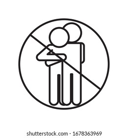 people close together with forbidden symbol line style icon design of Medical care hygiene health emergency aid exam clinic and patient theme Vector illustration
