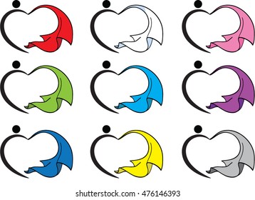 people with Cloth flying vector drawing design set