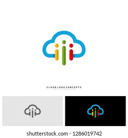 People Cloud Logo Design Concept Vector. Modern Cloud Man Logo Template Vector