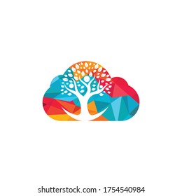 People Cloud Tree Logo Design. Family tree sign and symbol.