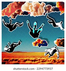 people, clouds, field grass and texture. cover art design