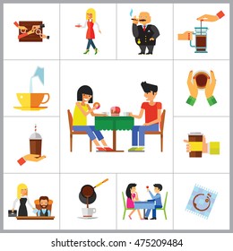 People And Coffee Icon Set