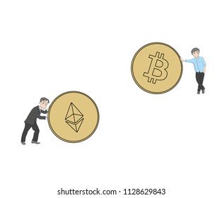 people with coins, crypto currency. crypto-instruments. vector illustration
