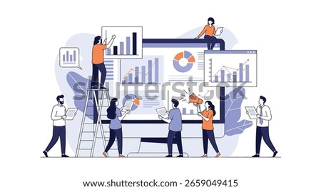 People collaborating to analyze financial data and create business growth strategies for enhanced productivity and success