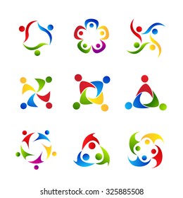 People Collaboration Logo Set Colorful Vector Stock Vector (Royalty ...