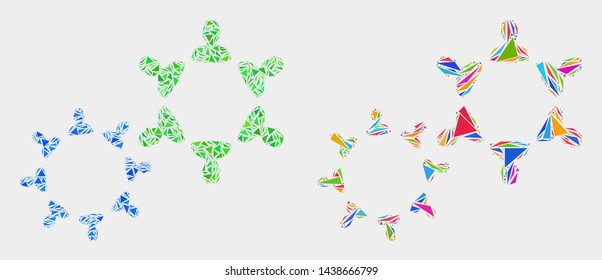 People collaborations mosaic icon of triangle items which have various sizes and shapes and colors. Geometric abstract vector design concept of people collaborations.