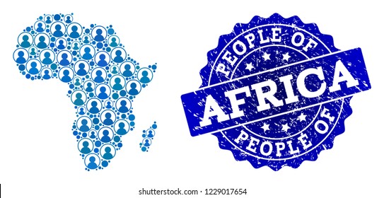 People Collage Blue Population Map Africa Stock Vector (Royalty Free ...