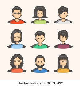 people collection for avatar in flat design