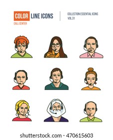 People collection business. Set of various men and women mixed age in flat style icons. There are for avatars for programmers, sales, managers, call center, help desk.