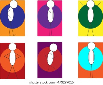 People in color background