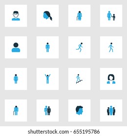 People Colorful Icons Set. Collection Of Personal Data, Happiness, Head And Other Elements. Also Includes Symbols Such As Couple, Man, Group.
