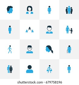 People Colorful Icons Set. Collection Of Client, Old, Child And Other Elements. Also Includes Symbols Such As College, Woman, Worker.