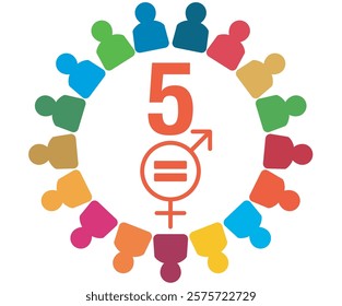 People with the Colors of The Global Goals Sustainability Development 5 Five Gender Equality Orange