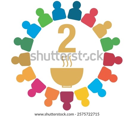 People with the Colors of The Global Goals Sustainability Development 2 Two Zero Hunger Yellow