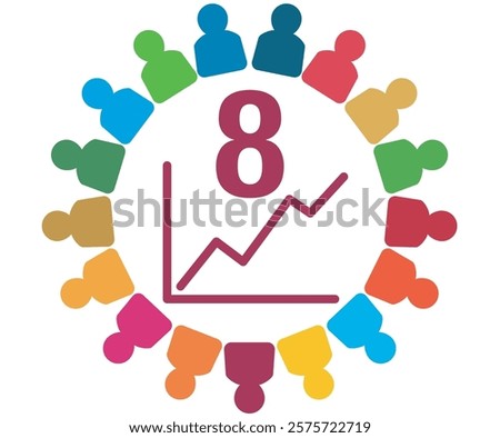 People with the Colors of The Global Goals Sustainability Development 8 Eight Decent Work Economic Growth Red	