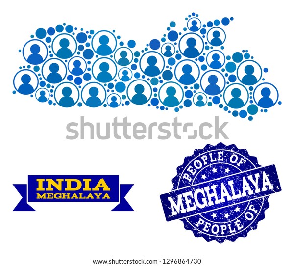 People Combination Blue Population Map Meghalaya Stock Vector (Royalty ...