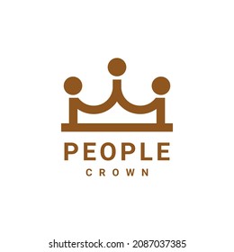 People combination with Crown in background white , vector logo design editable