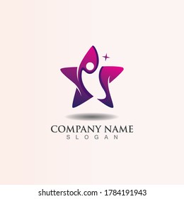People combination Star concept logo inspiration design template vector