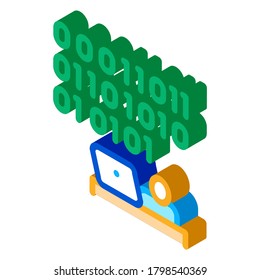 people come up with binary code icon vector. isometric people come up with binary code sign. color isolated symbol illustration
