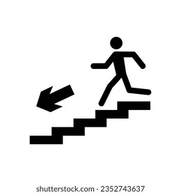 People coming down the stairs line icon vector design template and ilustration with editable stroke
