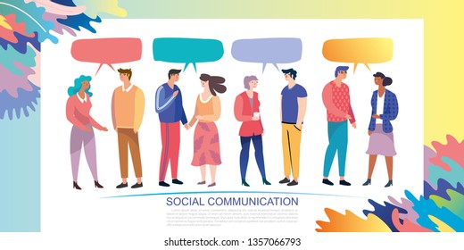 People communicate with each other. Conversation, dialogue between people. Vector illustration