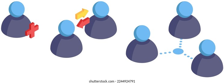People communicate sharing data and news in social media. Virtual network symbol for internet users. Worldwide connection, global system community vector illustration. User profiles exchange data