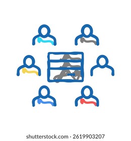 people communicate throguh server doodle icon sketch vector. people communicate throguh server sign. isolated symbol illustration