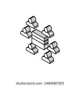 people communicate throguh server isometric icon vector. people communicate throguh server sign. isolated symbol illustration