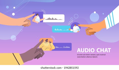 people communicating by voice messages audio chat application social media online communication