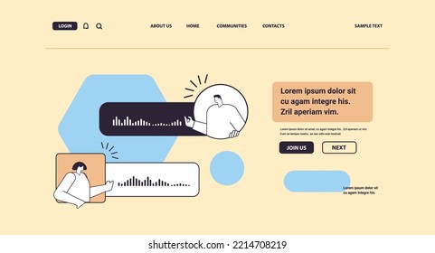 people communicating in instant messengers by voice messages audio chat application social media online communication