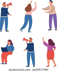 People Communicating and Interacting in a Flat Design Style