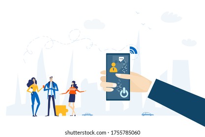People communicating with mobile phones. Call a friend. Freedom, contact, meeting online. 
