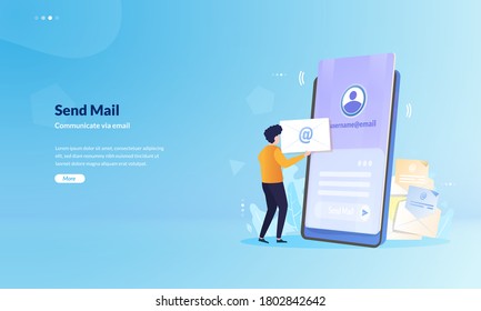 People communicating through sending email, Send mail using mobile application