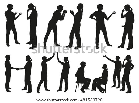 People Communicating Vector Silhouettes