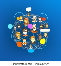 People communicating via global web network