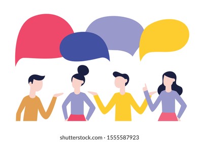 People communication concept, dialog with bubble and discussion on internet with idea and chat, isolated flat vector illustration.