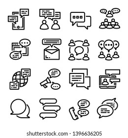 people communication, dialogue conversation icon vector set