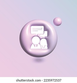 People communication Icon with in circle bright pastel color in 3d style realistic vector