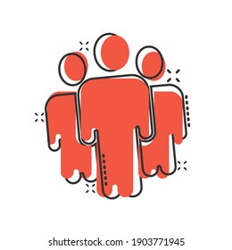 People communication icon in comic style. People cartoon vector illustration on white background. Partnership splash effect business concept.