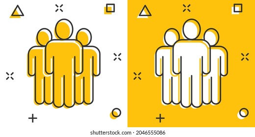 People communication icon in comic style. People cartoon vector illustration on white background. Partnership splash effect business concept.