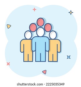 People communication icon in comic style. People cartoon vector illustration on white background. Partnership splash effect business concept.