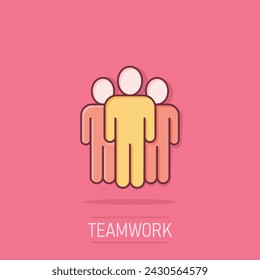 People communication icon in comic style. People cartoon vector illustration on isolated background. Partnership splash effect business concept.