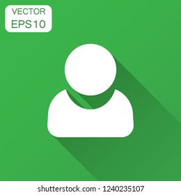 People communication icon in flat style. People vector illustration with long shadow. Partnership business concept.