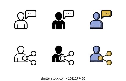 People communication icon. With outline, glyph, and filled outline styles