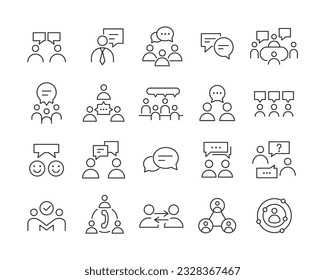 People and Communication Icons - Vector Line. Editable Stroke.