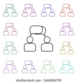 People communication multi color style icon. Simple thin line, outline vector of sosial media network icons for ui and ux, website or mobile application
