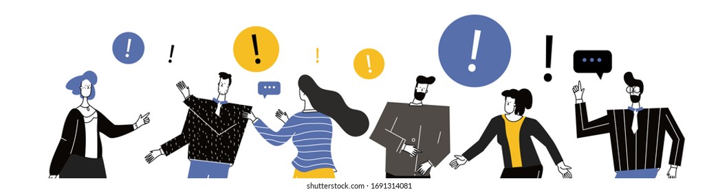 people communication in problem solving, search of ideas, new solutions, working together in the company, brainstorming. Vector flat style illustration use in web projects and applications