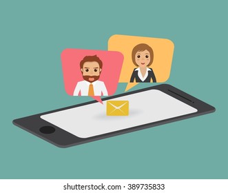 People communication with smartphone. Chat mobile.
